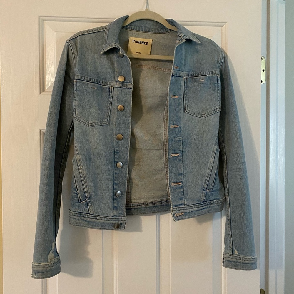 L’agence distressed Stretch Denim Jacket